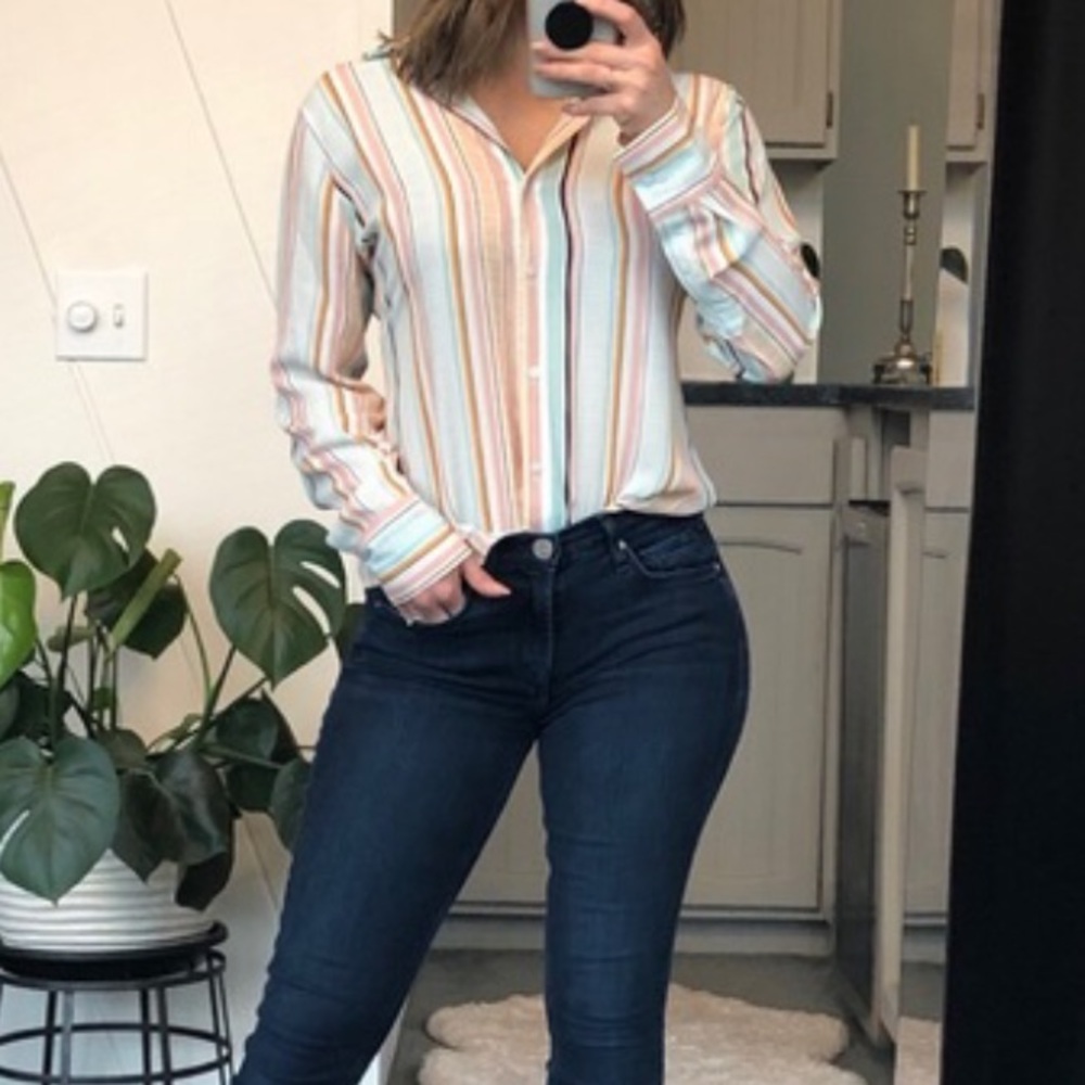 NWT Rachel Zoe striped long sleeve button down